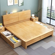 【Sg Sellers】 Solid Wood Bed Bedframe Wooden Bed Solid Wood Bed with Drawe Storage Bed Bed Frame with Storage Drawers Bed Frame With Mattress Double Master Bedroom Bed Single Bed