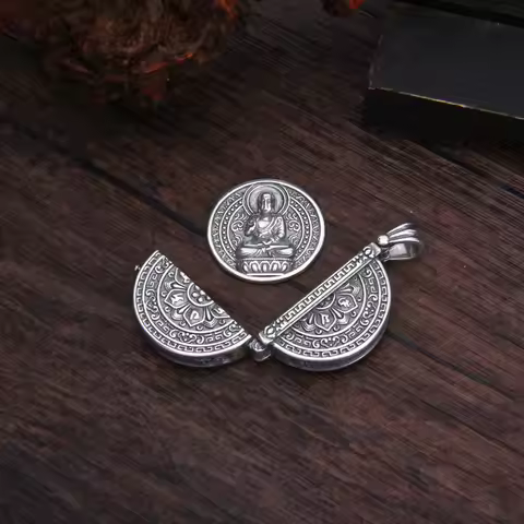 Vintage Mantra Gawu Box Necklace Buddhist Buddha Amulet Necklace Good Lucky Jewelry Aromatherapy The