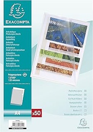 Exacompta 5850E Pack of 50 PP Plastic File Wallets. For DIN A4 Transparent Grained Top and Side Open