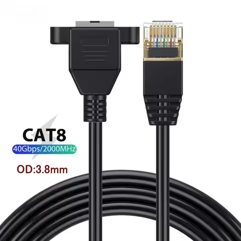 Superfine Cat8 Ethernet Extension Cable With Panel Mount Screw RJ45 40Gbps Cat 8 Male To Female RJ 4