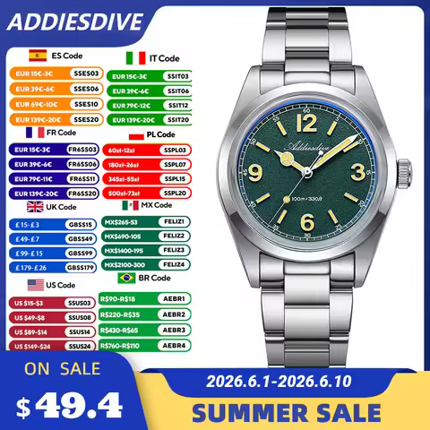 ADDIESDIVE New VH31 Quartz Watches Bubble Glass Retro Elegant WristWatch BGW9/C3 Luminous Waterproof
