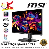 MSI 26.5" MAG 272QP QD-OLED X24 WQHD (2560X1440 @240Hz)  LCD Gaming Monitor (0.03ms, Input: HDMI+DP+