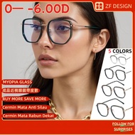 [0— -6.00D] Myopia Glasses With Power And Oval Glasses For Women And Men,Y2k Anti Blue Light Glasses