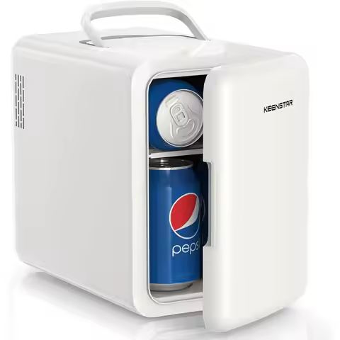 6 Liter/8 Can Small Fridge, 110V AC/12V DC Cooler and Warmer for Bedroom, Cosmetics, Office, Dorm an