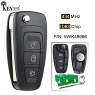 KEYECU 434MHz 4D63 Chip 5WK49986 Replacement Remote Key Fob 3 Button for Ford C-Max S-Max Focus MK3 Grand Mondeo 2010-2018