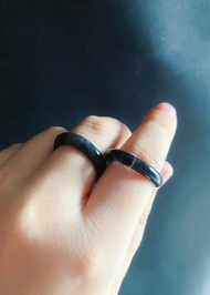 天然緬甸玉 翡翠 冰烏雞 有錢 細款 戒指 玉 戒環 ring 禮物 男女