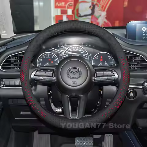 Leather Car Steering Wheel Cover For Mazda CX5 CX-30 CX30 2025 2018-2024 Non-slip Auto interior Mazd