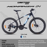 Monanza 24 Inch MTB Mountain Bike with Alloy Frame Hydraulic Brakes by United Bike