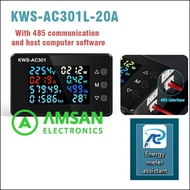 KWS AC301 8in1 Power Factor Frequency kWh Meter Wattmeter Voltmeter AC KWS AC301L 20A 100A