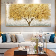 Facai Tree Oil Painting Living Room Hanging Picture Abstract Gold Tree Plant Poster Printing Canvas