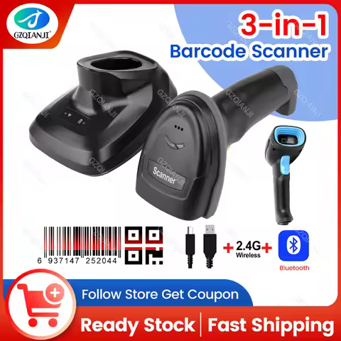 Portable 2D Wireless Barcode Scanner Reader Handheld Stand Bluetooth QR Code Scanner 1D Barcode Read