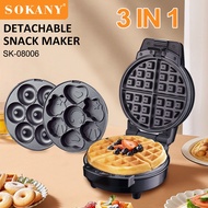 Breakfast Maker Bread Maker Heating Maker Foreign Trade Export SOKANY08006 Sandwich Maker Detachable 3 in 1 Waffle Donut Maker Cartoon Cake Maker