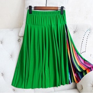 60cm New A-Line Womens Pleated Skirt Fitness Dance Sporty Midi Skirt Y2K Bubble Skirt Half-length Sk