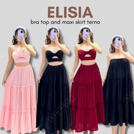 Elisia Bra Top and Maxi Skirt Terno I Bark Crepe Fabric I XS to MEDIUM