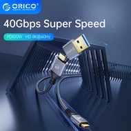 ORICO Thunderbolt 4 usb c cable 40Gbps USB C Cable PD100W Fast Charger Cord 8K @60Hz HD USB 3.0 to USB C Cable for Macbook PS4 (ORICO-ACC40)