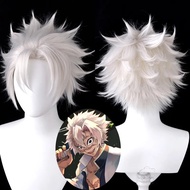 วิกผมนักปราบปีศาจ Kimetsu No Yaiba วิกผมคอสเพลย์ Shinazugawa Sanemi ทนความร้อนได้สั้นผมสีขาวสีเทาสำห