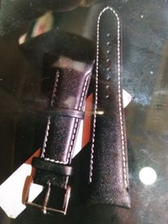 全新 意大利牛仔黑色軟皮 錶帶 22mm