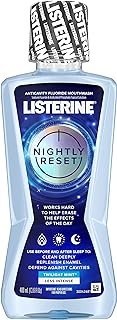 Listerine Nightly Reset Alcohol-Free Anticavity Nighttime Mouthwash, Deep Clean that Fights Bad Breath and Restores Enamel, Twilight Mint Flavor, 400mL
