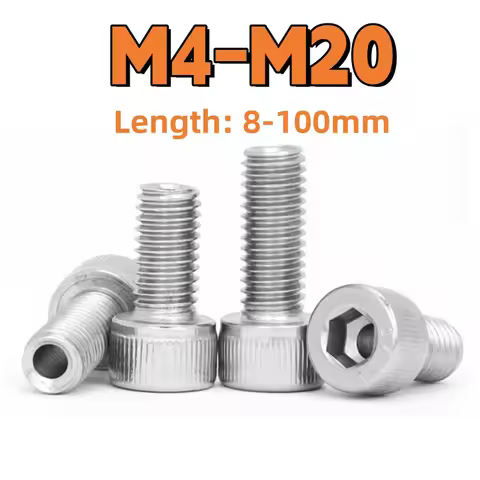 Through-Hole Screw M4 M5 M6 M8 M10 M12 M14 M16 M20 304 Stainless Steel Allen Hexagon Hex Socket Cap