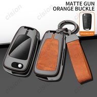 Genuine Leather Zinc Alloy Flip Car Key Fob Shell Case Cover Chain Folding Remote Holder Bag Protector Keychain For Chevrolet Chevy Captiva Opel