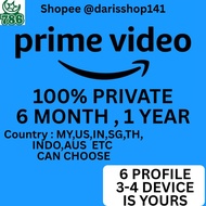 100% PRIVATE PRIME VIDEO AMAZON MALAYSIA INDIA USA 6/12 MONTH WARRANTY