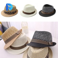 DOOUR Sun Cap, Breathable Trilby Straw Fedora Hat, Outdoor Short Brim Straw Floral Hat Man