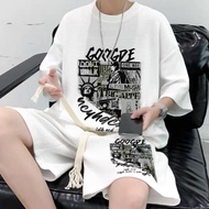 夏天男装网红爆款重磅华夫格男一套搭配帅气夏季短袖短裤两件套潮Summer men's clothing internet famous hot item heavyweight waffle styl