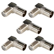 5pcs  Right Angle TV Aerial Antenna Connectors Cable RF Coaxial F Female Socket to TV Male Plug Coaxial Connector Adapter