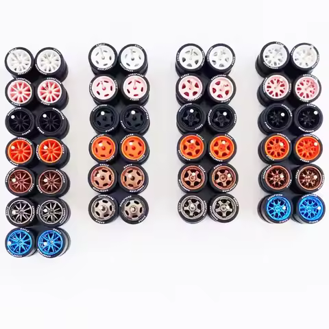 10 Sets 12.7mm 1/64 Wheels Sets Work S1 DH BBS LMR CE28 Rubber Tires Rims Tyres Modify Parts for 1:6