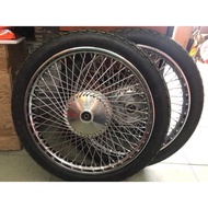 HONDA C70 GBO GBOJ RIM SET 72HOLE BUYUNG CHROME SET SEKALI TYRE SET SENGET