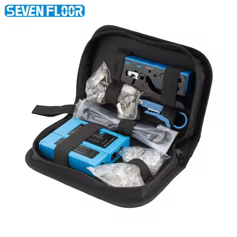 Pass Through RJ45 Crimping Tool Kit Cat7 Cat6 8P6P Network Cable Tester Modular Plugs Cable Ties Str