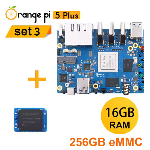 Orange Pi 5 Plus 16GB LPDDR4/4X RAM+256GB eMMC Module Development Board Sets Rockchip RK3588 NPU 6 T