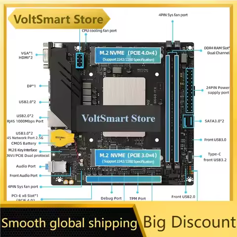 VoltSErying Mini Itx Lga 1700 Motherboard Cpu Combo Interposer Kit I5 12500h Procesador 12c16t Ddr4
