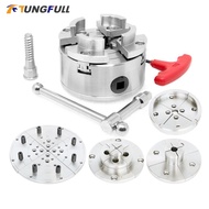 4" Inch Wood Lathe Chuck 4-Jaw Chrome Plated Scroll Chuck Self Centering Woodworking Machine Tools Accessories Turning T