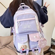 Beg sekolah Beg sekolah wanita cantik, comel, pelajar sekolah rendah, beg galas warna kontras, versi