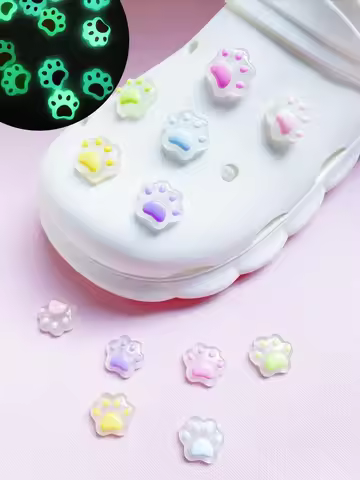 12 pcs for Clogs accessories Detachable glow-in-the-dark cat Claw accessories after absorbing glow G