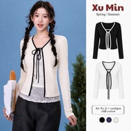 Xu Min Min Shirt Set (2s Hem + Jacket Cardigan) Cotton Zip Material Suitable for 4 Seasons Weather (