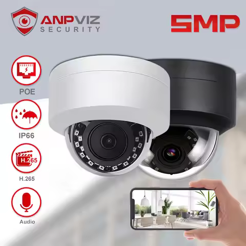 Anpviz 5MP IP Video Camera Outdoor POE Dome Hikvision Compatible CCTV Cam H.265 For NVR One-Way Audi
