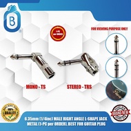 6.35mm (1/4inc) MALE RIGHT ANGLE L-SHAPE JACK METAL (1-PC per ORDER), BEST FOR GUITAR PLUG