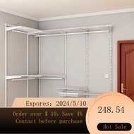 Metal Wardrobe Open Walk-in Storage Rack Adjustable Jiastake Steel Frame Multifunctional Retractable Home Bedroom HSZF