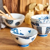 日本進口美濃燒陶瓷日式釉下彩白磁和風江戶招財貓千鳥飯碗小湯碗