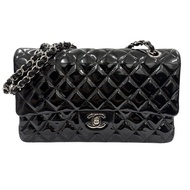 CHANEL 香奈兒 Class Flap 25 CF25 肩背包 漆皮 黑色 銀扣