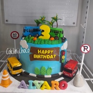 cake birthday tayo / kue ulang tahun bis tayo / custom cake - brownies diameter 24