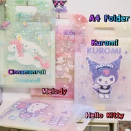 A4 File Folder File Organizer Cute Kuromi Fail Folder Melody Sijil Transparent Pouch Document Box Ca