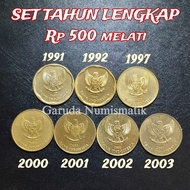 Set Tahun Lengkap 500 Rupiah Kuning 1991 1992 1997 2000 2001 2002 2003