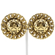 二手香奈兒 Coco Mark Matelasse 耳環，復古鍍金，法國製造，約 23 克，女士