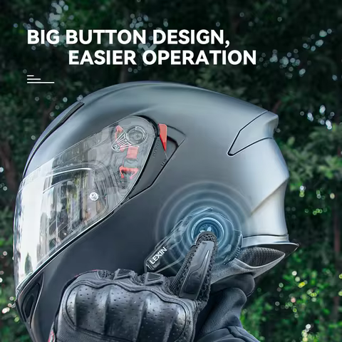 Lexin-G2P Motorcycle Helmet Bluetooth Intercom Up To Pair 6 Riders&Big Button Design Exchangeable Pa