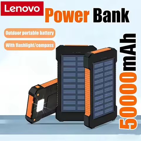 Lenovo Solar Power Bank Portable 50000mah Large Capacity Super Fast Charging Outdoor External Batter