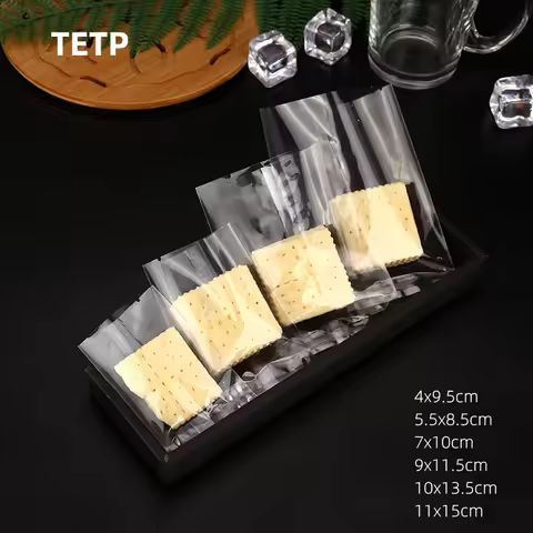 TETP 100pcs Clear/Frosted Machine Hot Seal Bags Handmade Biscuit Nougat Sugar Candy Cookie Baking Gi