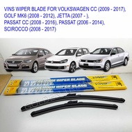VINS PREMIUM WIPER BLADE FOR VOLKSWAGEN CC, GOLF MK6, JETTA, PASSAT CC, PASSAT, SCIROCCO (19" & 24")